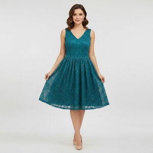 Teal Lace Fit Flare Dress Size 14 Wedding Guest